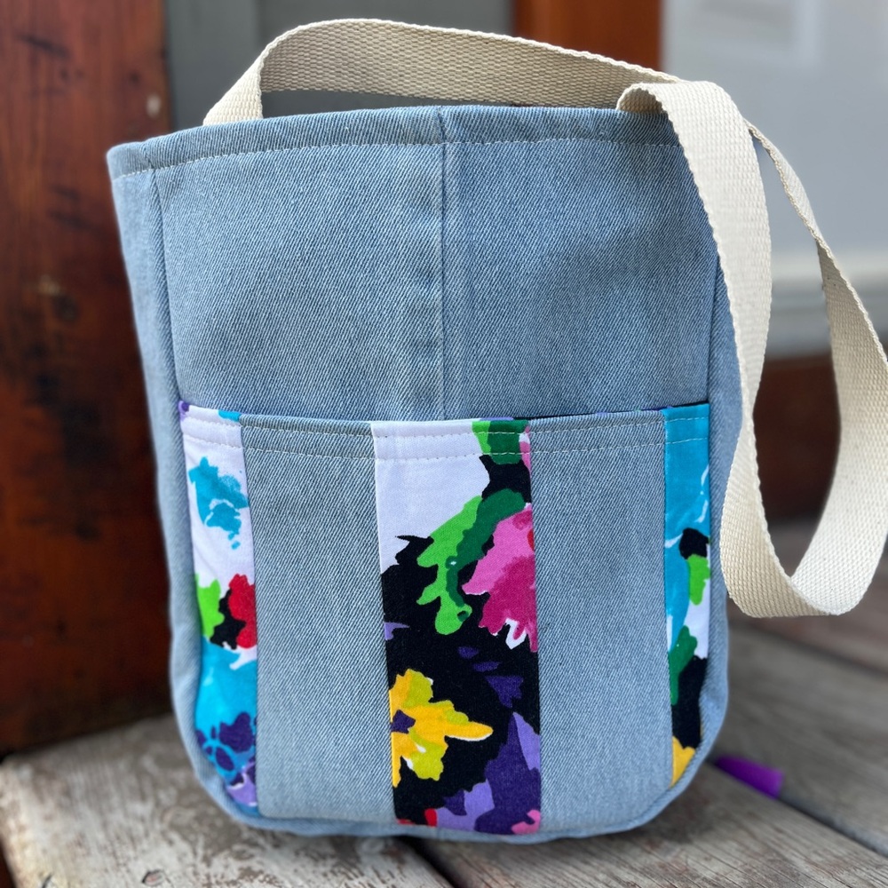Denim Floral Tote Bag HANDMADE 💕